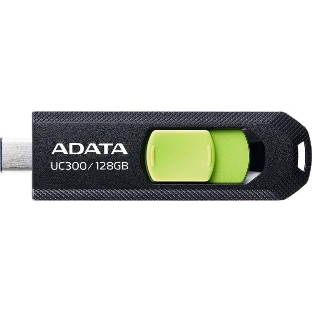 Флешка USB ADATA UC300 (ACHO-UC300-128G-RBK/GN), 128Gb, Type-C USB 3.2, R/W 100/30, черный/зеленый