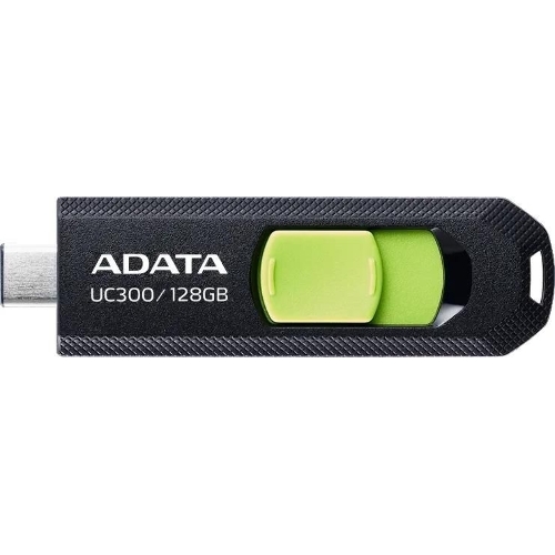 Флешка USB ADATA UC300 (ACHO-UC300-128G-RBK/GN), 128Gb, Type-C USB 3.2, R/W 100/30, черный/зеленый