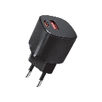 Сетевое зарядное устройство Qumo Energy GaN Mini PD 30W (Charger 0072), два порта: Type-C PD + USB-A QC3.0, черный
