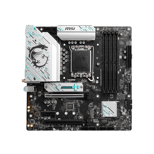 Материнская плата MSI B760M GAMING PLUS WIFI, LGA 1700, Intel B760, 4xDIMM DDR5, 4xSATA, 2xM.2, 1xPCI-E 4.0 x16, 1xPCI-E 3.0 x1, 2xHDMI, 2xDP, 1x 2.5Gb LAN, 2xUSB-A 3.2 Gen 2, 4xUSB 2.0, Micro-ATX