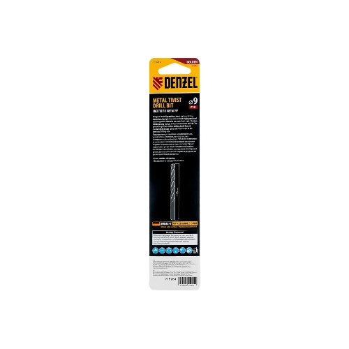 Сверло спиральное по металлу Denzel 9 x 125мм, Р6М5, Golden Tip, многогранная заточка