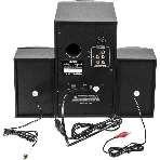 Колонки SVEN AC MS -304, черный Акустическая система, беспроводная передача сигнала по Bluetooth, суммарная мощность (RMS), Вт - 40, выходная мощность (RMS), Вт - сабвуфер: 20, сателлиты: 20 (2 х10), частотный диапазон, Гц - сабвуфер: 40 – 150, сателлиты: 150 – 20 000, размеры динамиков, мм - сабвуфер: O 128, воспроизведение с USB flash и SD card памяти, встроенное FM-радио, LED-дисплей, пульт ДУ, материал корпуса сабвуфера и сателлитов – дерево (MDF).