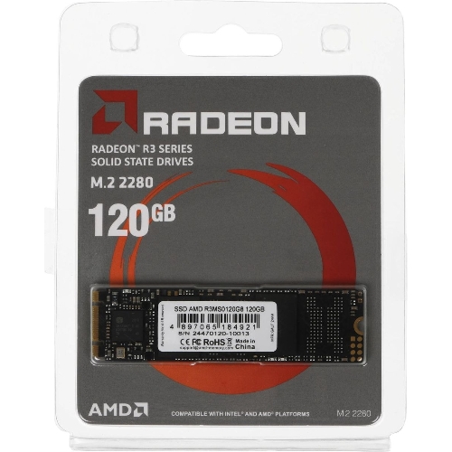 Накопитель SSD AMD Radeon R3MS0120G8, 120Gb, M.2 2280, SATA, R/W 520/450