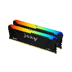 Оперативная память Kingston Fury Beast, DDR4, 32GB (2x16GB), 3200MHz, CL16, DIMM, с радиатором, RGB, черный