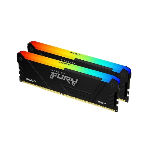 Оперативная память Kingston Fury Beast, DDR4, 32GB (2x16GB), 3200MHz, CL16, DIMM, с радиатором, RGB, черный