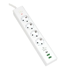 Сетевой фильтр Cablexpert Exnovo EXN-4-CU2-W-2, 4 р, 16А, 1xType-C PD, 30Вт, 2хUSB, 2 м, ур.защиты 4+, белый, коробка