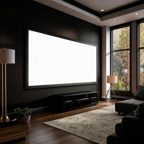 Экран для проектора S'OK SCFRV-266x150 120" 16:9 на бархатной раме, PS White, черная рама