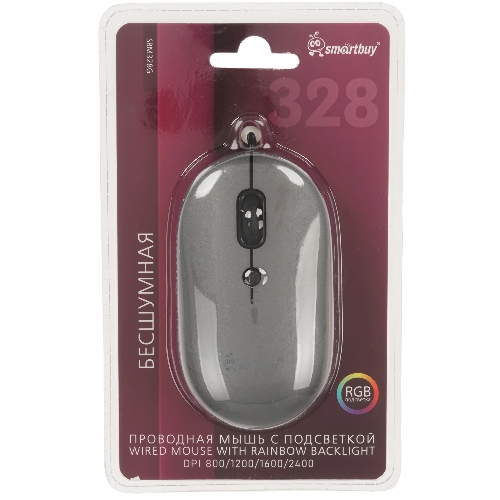 Мышь проводная SMARTBUY (SBM328G) 328 серый металлик