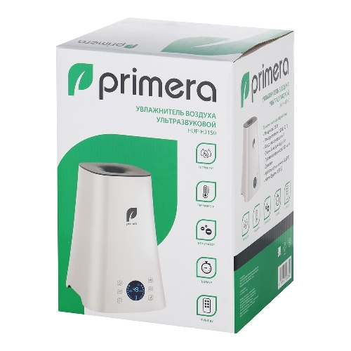 Увлажнитель воздуха Primera HUP-H3150 белый, 35 м², 5 л, ультразвуковой, производительность 300 мл/ч, гигростат, таймер, цифровой дисплей, 3 скорости, электронное управление