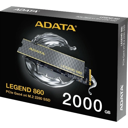 Накопитель SSD ADATA LEGEND 860, 2Tb, PCIe 4.0 x4, M.2 2280, NVMe, R/W 6000/5000, с радиатором