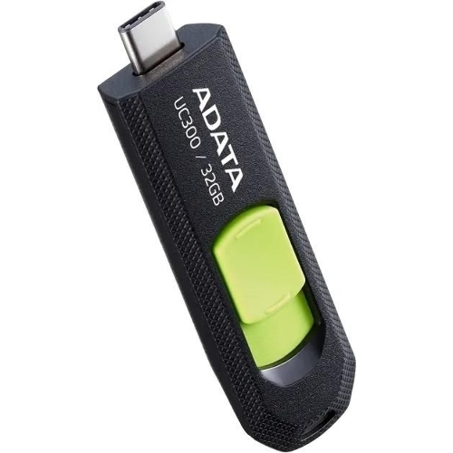 Флешка USB ADATA UC300 (ACHO-UC300-32G-RBK/GN), 32Gb, Type-C USB 3.2, R/W 100/30, черный/зеленый