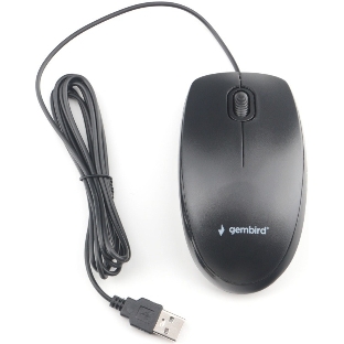 Мышь проводная Gembird MOP-200 черный, 1000 dpi, USB, кнопки - 3