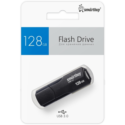 Флешка USB Smartbuy CLUE black (SB128GbCLU-K3), 128Gb, USB 3.1, R/W 40/25, черный
