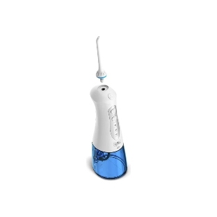 Ирригатор BQ IR001 White-Blue, Мощность: 10 Вт, Портативный, Объем резервуара 300 мл, 2 насадки и дорожный чехол в комплекте, 3 режима работы: Normal (нормальный), Soft (мягкий), Pulse (импульсный), Уровень влагозащиты: IPX7, Давление воды: 140-800 кПа, Число пульсаций: 1200-1600 имп/мин, Аккумулятор Li-ion 1400 мАч, 3.7 В, Время работы от аккумулятора до 60 минут, Время заряда аккумулятора: 4-5 часов, Автоматическое отключение через 2 мин, Вращение насадок на 360°, Съемный резервуар для воды, Индикация зарядки, Шкала уровня воды, USB кабель в комплекте