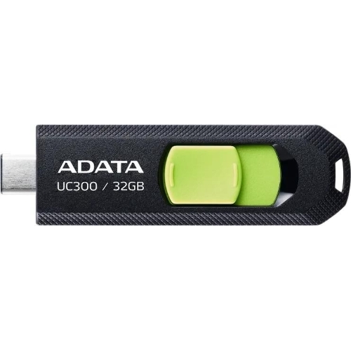 Флешка USB ADATA UC300 (ACHO-UC300-32G-RBK/GN), 32Gb, Type-C USB 3.2, R/W 100/30, черный/зеленый