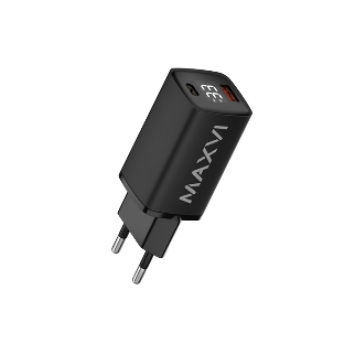Сетевое зарядное устройство Maxvi A402PD LED 33W, 1xUSB-A, 1xUSB-C, черный