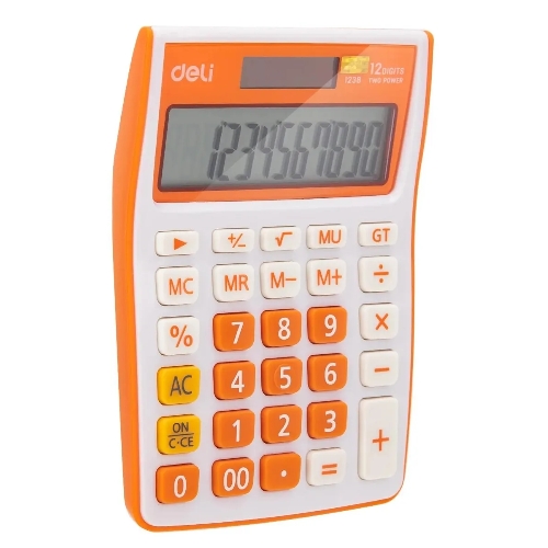 Калькулятор настольный Deli E1238/OR оранжевый 12-разр.