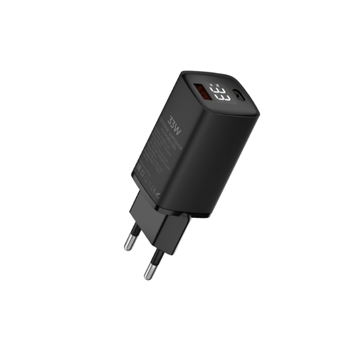 Сетевое зарядное устройство Maxvi A402PD LED 33W, 1xUSB-A, 1xUSB-C, черный