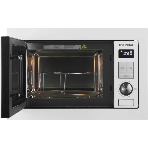 Микроволновая печь встраиваемая Hyundai HBW 2544 WG белый, 25 л, 900 Вт, переключатели - кнопки/поворотный механизм