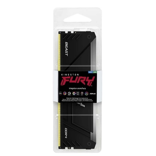 Оперативная память Kingston Fury Beast, DDR4, 16GB (1x16GB), 3600MHz, CL18, DIMM, с радиатором, RGB, черный