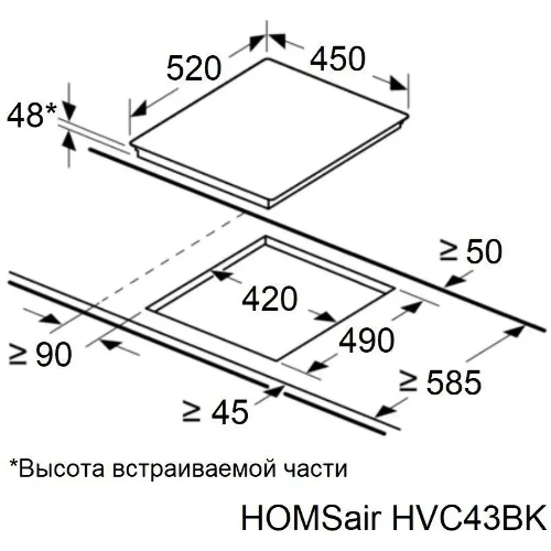 Электрическая варочная панель HOMSair HVС43BK Hi-Light, независимая, черный