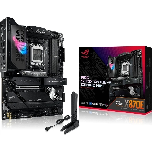 Материнская плата ASUS ROG STRIX X870E-E GAMING WIFI, AM5, AMD X870E, 4xDDR5, 4xSATA, 5xM.2, 1xPCI-E 5.0 x16, 1xPCI-E 4.0 x4, 1xHDMI, 1xUSB-C 3.2 Gen 2, 1xUSB-C 3.2 Gen 2x2, 2xUSB-C 4.0, 1x 5Gb LAN, 9xUSB-A 3.2 Gen 2, 2x3.5 мм, TOSLINK, 1xWi-Fi 7, ATX