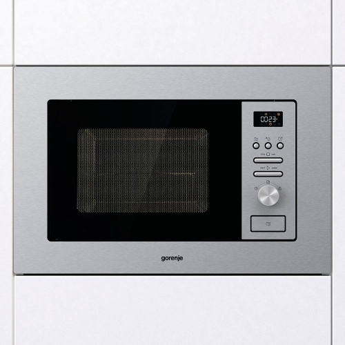 Встраиваемая микроволновая печь Gorenje BM201AG1X нержавеющая сталь, 20 л, 800 Вт, переключатели - поворотный механизм/кнопки