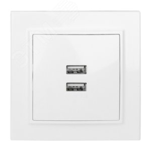 Розетка EKF ERR-2USB-100 Минск USB 2-местная СП 2,1А белая