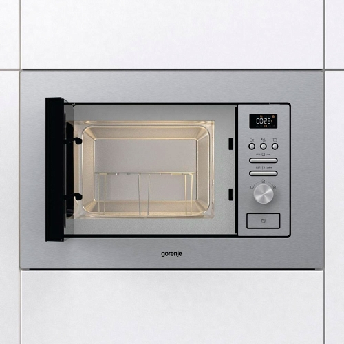 Встраиваемая микроволновая печь Gorenje BM201AG1X нержавеющая сталь, 20 л, 800 Вт, переключатели - поворотный механизм/кнопки