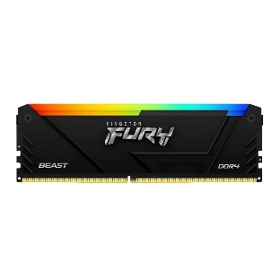 Оперативная память Kingston Fury Beast, DDR4, 16GB (1x16GB), 3600MHz, CL18, DIMM, с радиатором, RGB, черный