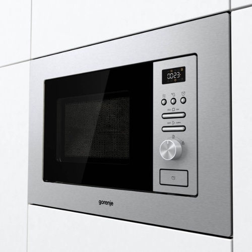 Встраиваемая микроволновая печь Gorenje BM201AG1X нержавеющая сталь, 20 л, 800 Вт, переключатели - поворотный механизм/кнопки