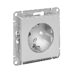 Механизм розетки EKF UP1-SOA-111 16А, с заземлением, со шторками, алюминий Эпика
