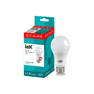 Лампа светодиодная IEK LLE-A60-12-24-48-40-E27 A60 шар 12Вт 24-48В 4000К E27 (низковольтная)