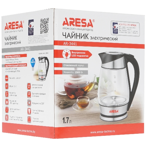 Чайник Aresa AR-3441 220-240В, 50 Гц, 2000 Вт, 1.7 л