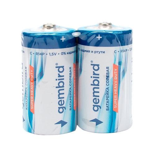 Батарейки солевые Gembird Gb-R14P-2F, тип С(R14P), 2шт, пленка