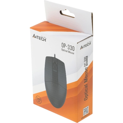 Мышь проводная A4Tech OP-330 черный, 1200 dpi, USB, кнопки - 3