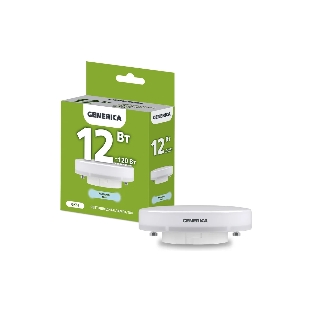 Лампа светодиодная GENERICA LL-T80-12-230-65-GX53-G T80 12Вт таблетка 6500К GX53 230В