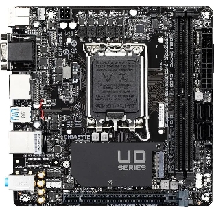 Материнская плата Gigabyte H610I, LGA 1700, Intel H610, 2xDDR5, 4xSATA, 1xM.2, 1xPCIe 4.0 x16, 1xHDMI, 1xVGA, 2xDP, 1x 1Gb LAN, 2xUSB-A 3.2 Gen 1, 4xUSB-A 2.0, 3x 3.5 мм, 7.1, Mini-ITX
