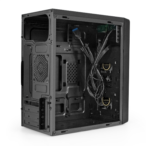 Компьютерный корпус Minitower ExeGate mEVO-7803 (mATX, без БП, 2*USB+1*USB 3.0, HD аудио, черный, 2 вент. 12см с RGb подсветкой)