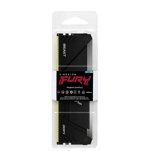 Оперативная память Kingston Fury Beast, DDR4, 16GB (1x16GB), 3200MHz, CL16, DIMM, радиатор, RGB, черный