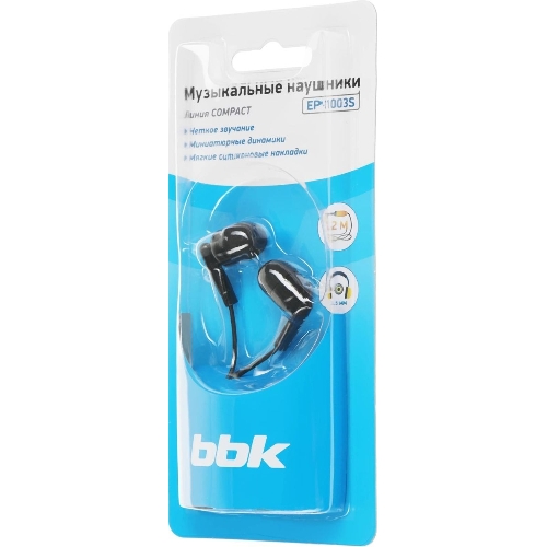 Проводные наушники BBK EP-1003S черный, вкладыши