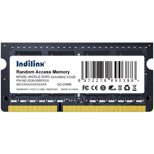 Оперативная память Indillinx, DDR3, 8GB (1x8 GB), 1600 MHz, CL11, SO-DIMM