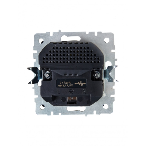 Розетка 1-местная IEK BRITE РЮш10-2-БрА (BR-R14-16-U21-D31-K47) с заземлением, с защитными шторками, 16А, с USB A+A 5В 3,1А, алюминий