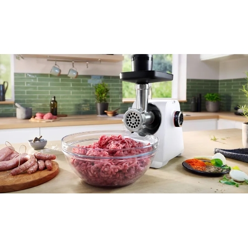 Мясорубка электрическая Bosch MFWS607W белый, 2100 Вт, 3.5 кг/мин, реверс, насадки - 4