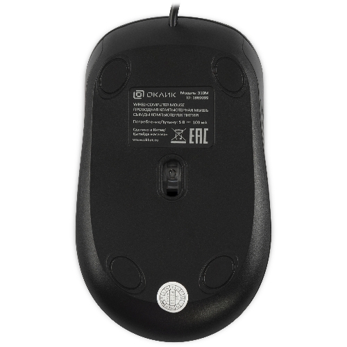 Мышь проводная Oklick 310M черный/синий, 2400 dpi, USB, кнопки - 4
