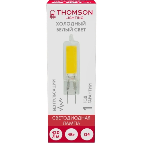 Лампа cветодиодная LED Thomson TH-B4219 G4, капсульная, 4Вт, 6500К, белый холодный, 1 шт.