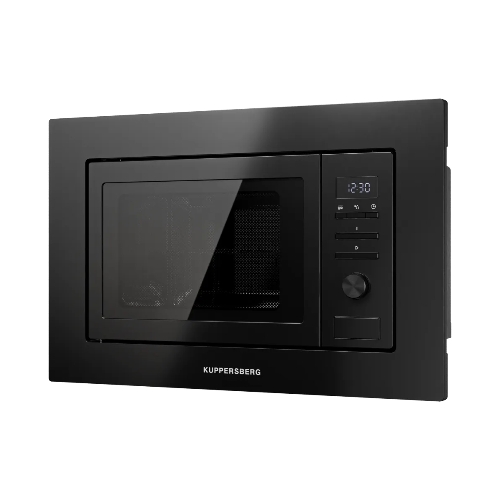 Встраиваемая микроволновая печь Kuppersberg HMW 621 B, объем 20 л, мощность 800 Вт, 5 уровней мощности, гриль, 8 автоматических программ, размораживание, кнопочное управление/утапливаемый поворотный переключатель, черный