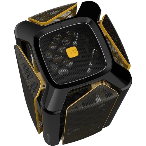 Компьютерный корпус без блока питания Geometric Future Model 2 The Ark, Mini-Tower, no fans, 3xUSB-A 3.0, 1xUSB 3.2 Type-C, mATX, mITX Black/Gold