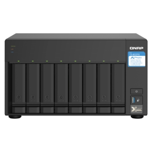 Сетевое хранилище без дисков SMB QNAP TS-832PX-4G 8-Bay NAS, AL324 64-bit quad-core 1.7GHz, 4Gb DDR4 SO-DIMM RAM (up to 1x16 Gb), 8 x 3.5