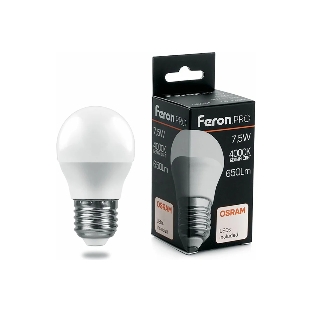 Лампа светодиодная Feron PRO LB-1407 7.5Вт Е27 белый матовый шар